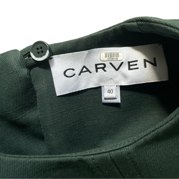 Carven Dexter Shift Dress dark green sleeveless cotton Sz: 40 Eur (US M / 12) - Picture 10 of 12